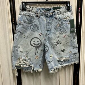 Wild Fable Blue Graphic Denim Shorts